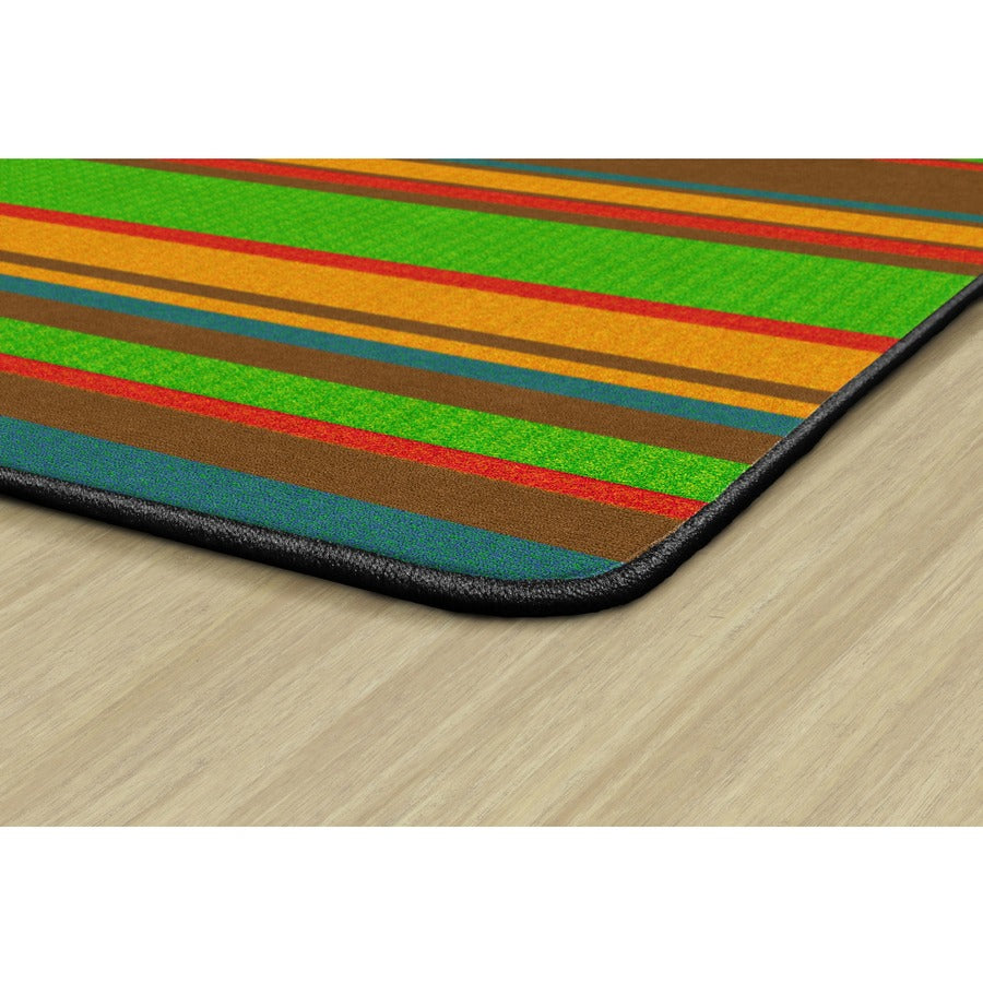 Flagship Carpets Basics Stripes Classroom Rug - 72" Length x 100.80" Width - Rectangle - Muted - Nylon