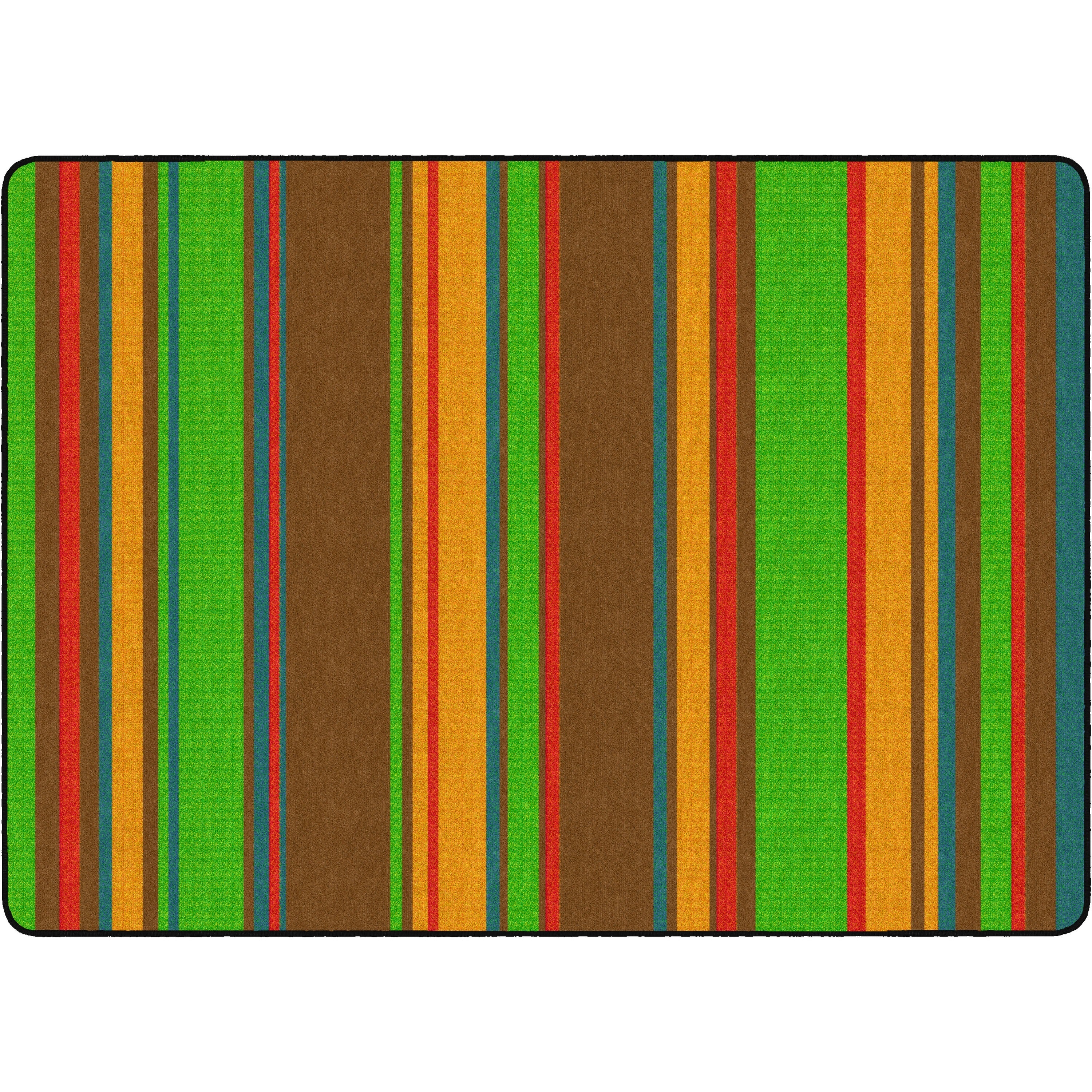 Flagship Carpets Basics Stripes Classroom Rug - 72" Length x 100.80" Width - Rectangle - Muted - Nylon