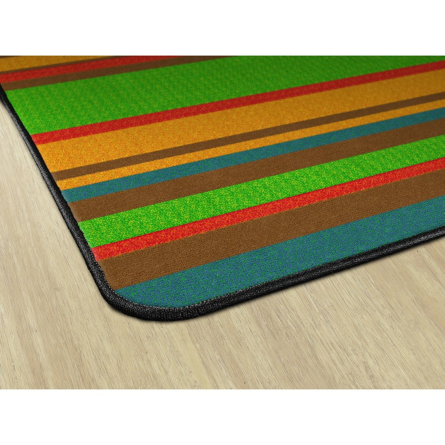 Flagship Carpets Basics Stripes Classroom Rug - 72" Length x 100.80" Width - Rectangle - Muted - Nylon
