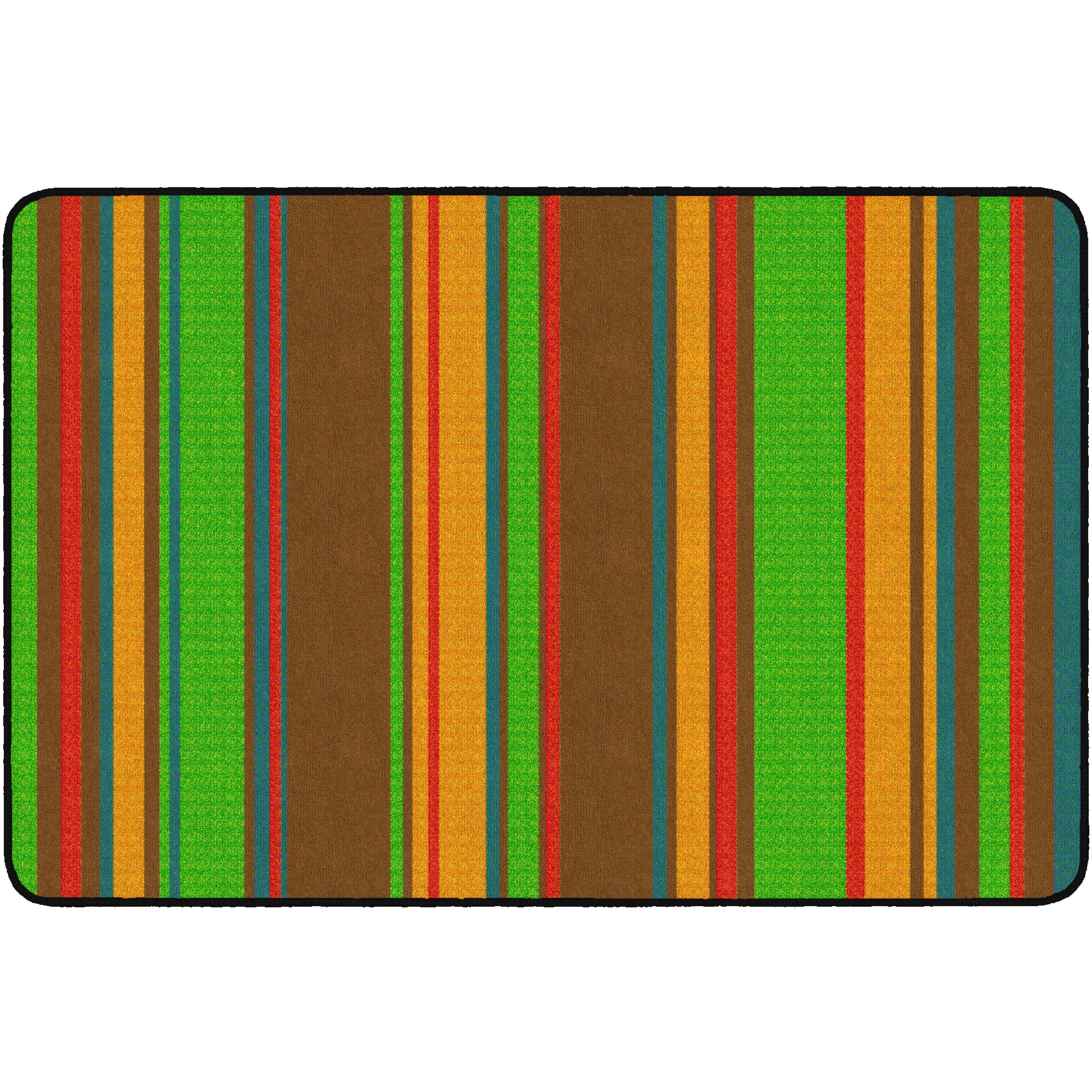 Flagship Carpets Basics Stripes Classroom Rug - 48" Length x 72" Width - Rectangle - Muted - Nylon