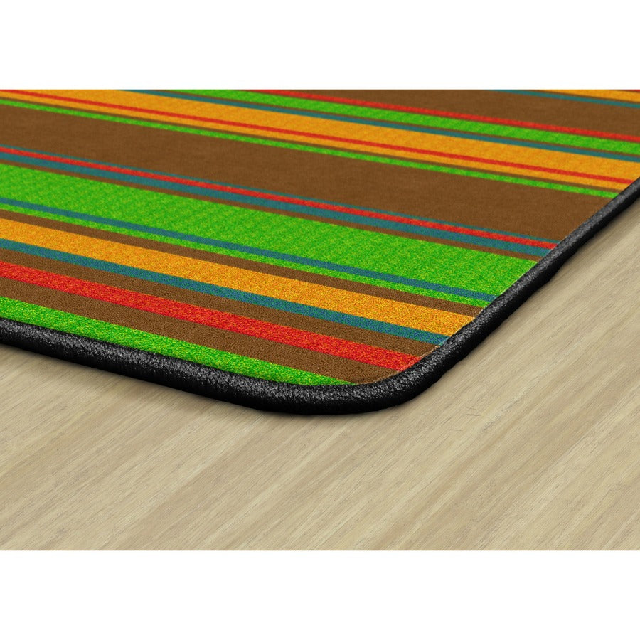 Flagship Carpets Basics Stripes Classroom Rug - 48" Length x 72" Width - Rectangle - Muted - Nylon