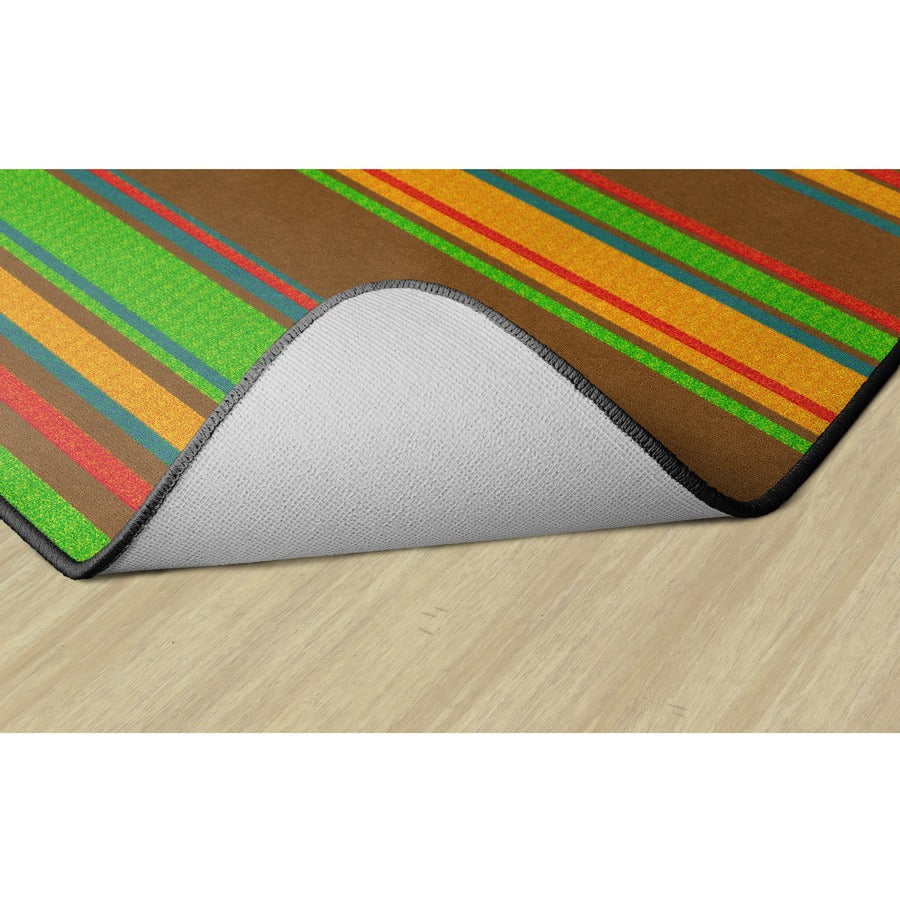 Flagship Carpets Basics Stripes Classroom Rug - 48" Length x 72" Width - Rectangle - Muted - Nylon