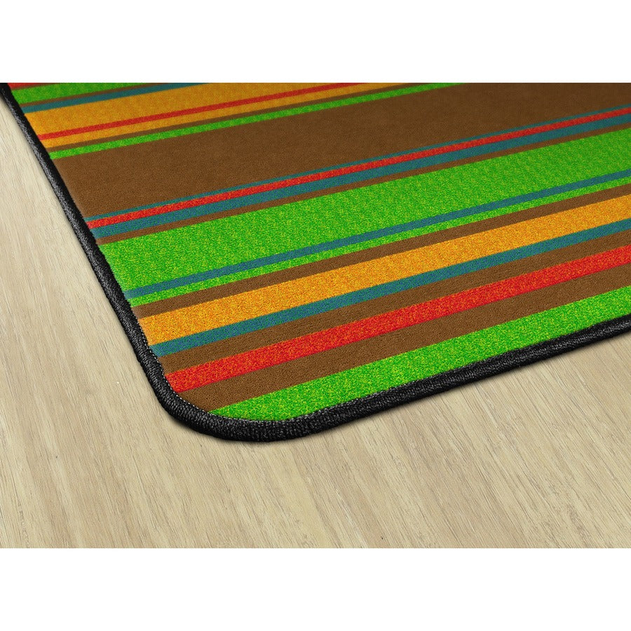Flagship Carpets Basics Stripes Classroom Rug - 48" Length x 72" Width - Rectangle - Muted - Nylon