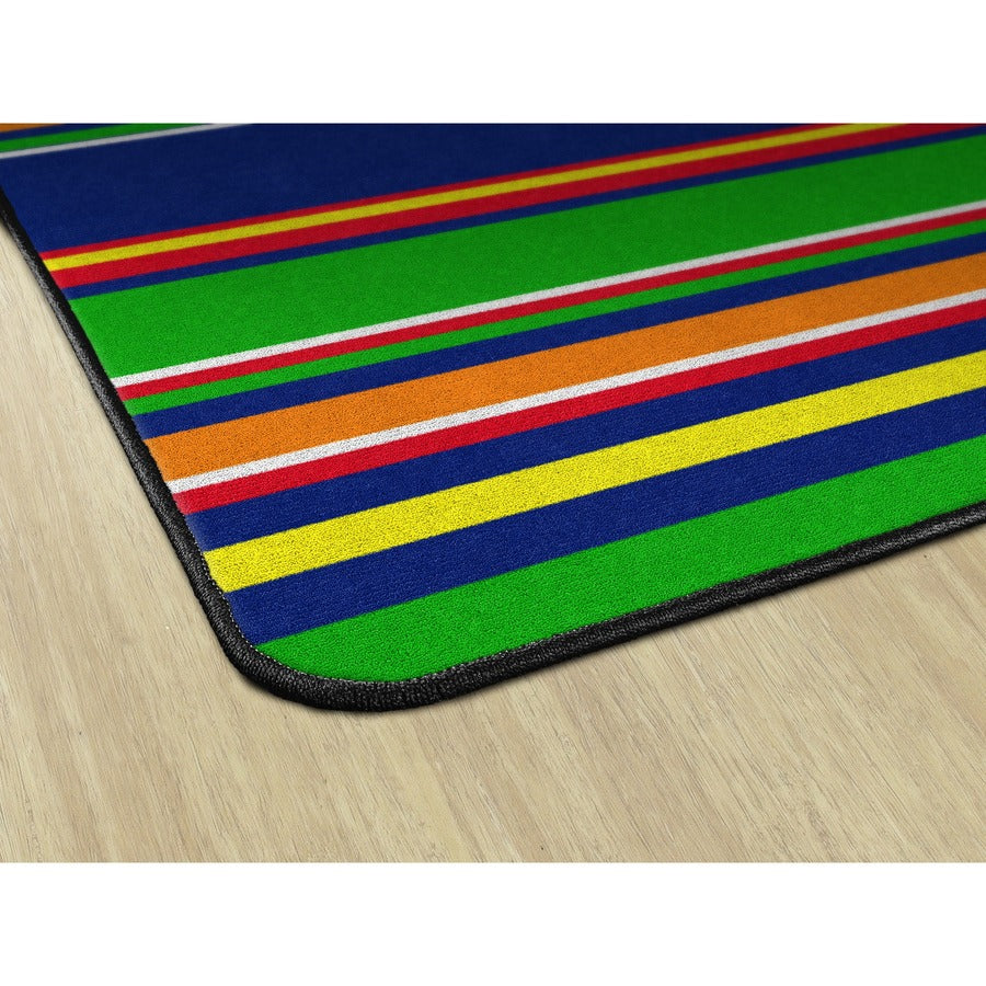 Flagship Carpets Basics Stripes Classroom Rug - 72" Length x 100.80" Width - Rectangle - Primary - Nylon