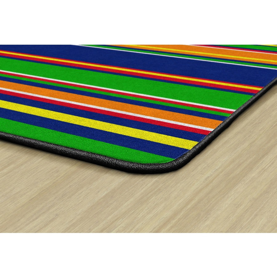 Flagship Carpets Basics Stripes Classroom Rug - 72" Length x 100.80" Width - Rectangle - Primary - Nylon