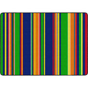 Flagship Carpets Basics Stripes Classroom Rug - 72" Length x 100.80" Width - Rectangle - Primary - Nylon