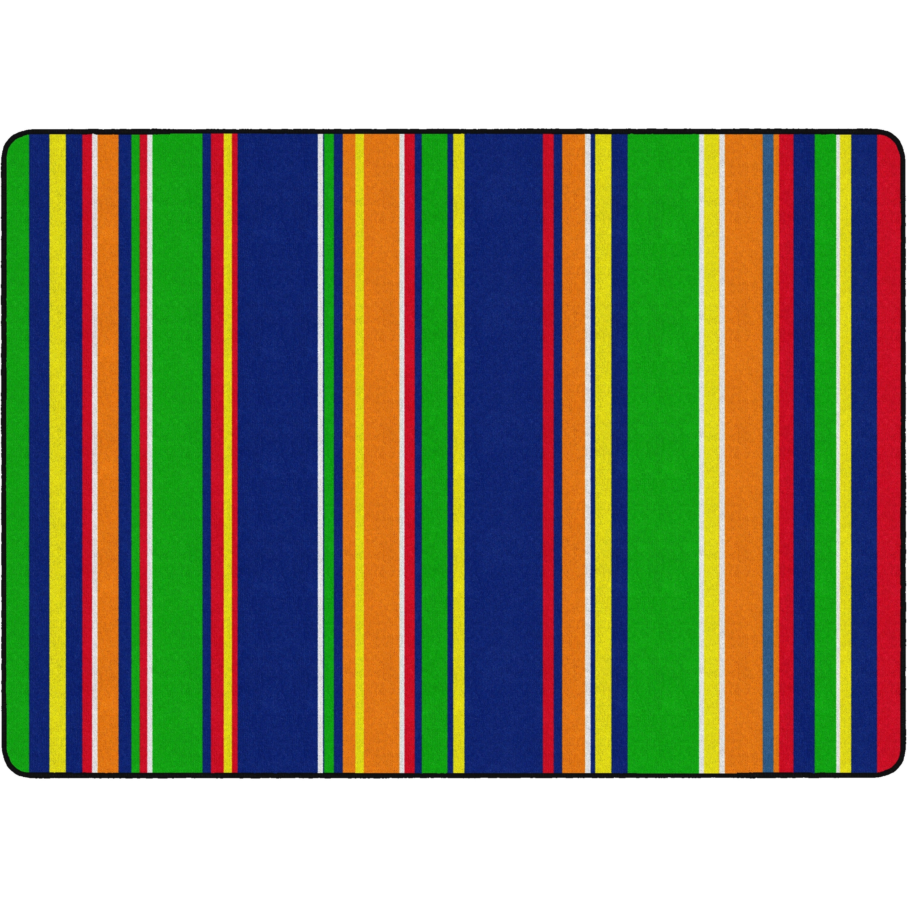 Flagship Carpets Basics Stripes Classroom Rug - 72" Length x 100.80" Width - Rectangle - Primary - Nylon