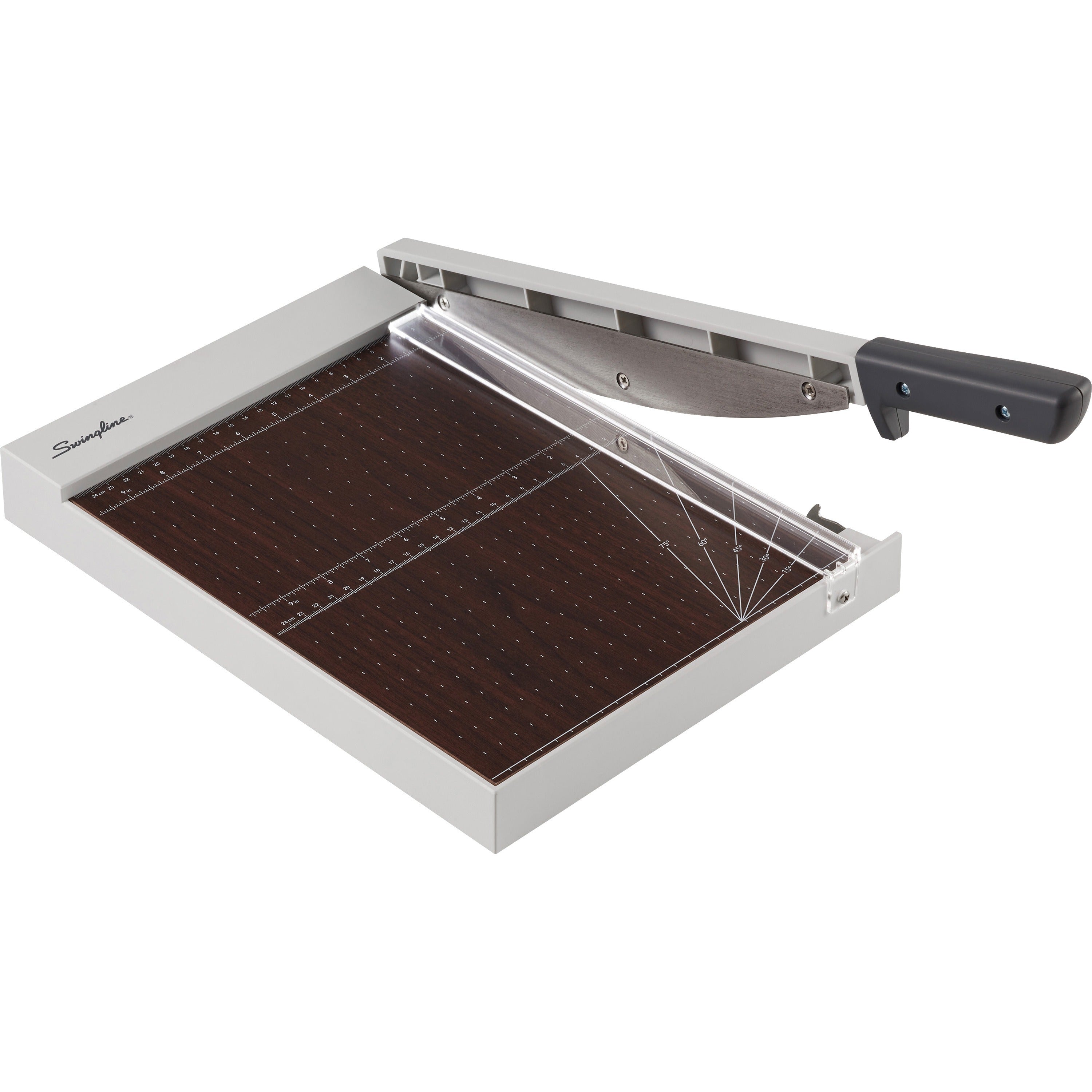 Swingline ClassicCut Guillotine Wood Trimmer - 10 Sheet Cutting Capacity - 12" Cutting Length - Safety Latch - Solid Wood - Gray - 1 Each