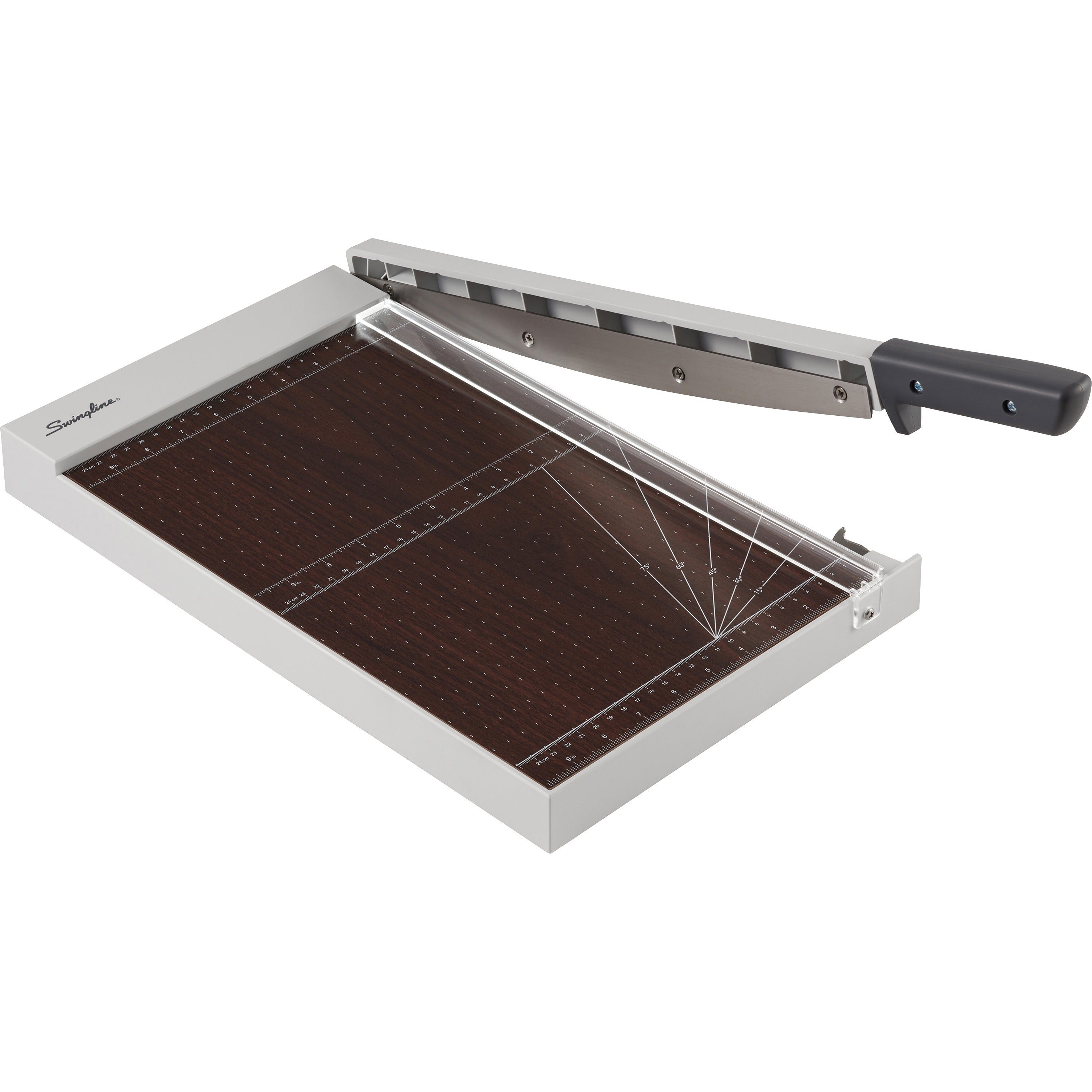 Swingline ClassicCut Guillotine Wood Trimmer - 10 Sheet Cutting Capacity - 15" Cutting Length - Safety Latch - Solid Wood - Gray - 1 Each