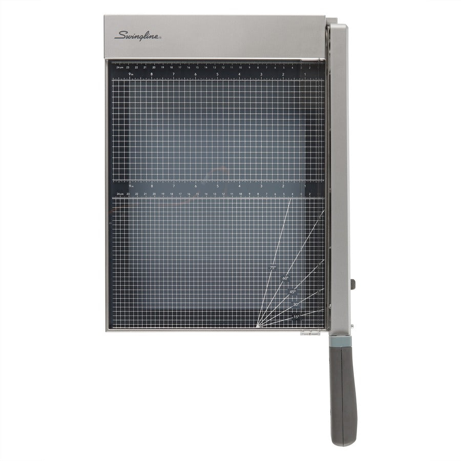 Swingline ClassicCut Guillotine Glass Trimmer - 15 Sheet Cutting Capacity - 12" Cutting Length - Safety Latch - Tempered Glass - Gray - 1 Each