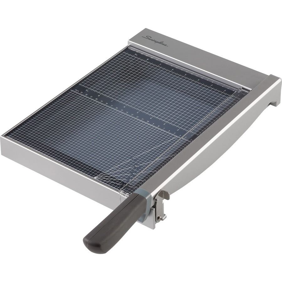 Swingline ClassicCut Guillotine Glass Trimmer - 15 Sheet Cutting Capacity - 12" Cutting Length - Safety Latch - Tempered Glass - Gray - 1 Each