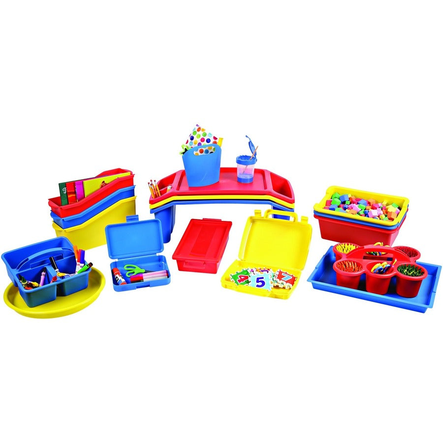 Deflecto Antimicrobial Kids Storage Caddy - 3 Compartment(s) - 5.34" Height x 9.37" Width x 9.32" Depth - Antimicrobial, Lightweight, Portable, Mold Resistant, Mildew Resistant, Durable, Washable, Stackable - Blue - Polypropylene - 1 Each