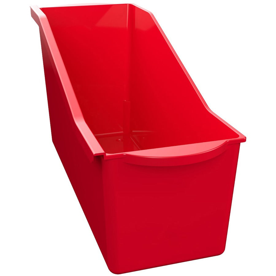 Deflecto Antimicrobial Kids Book Bin - 7.35" Height x 14.20" Width x 5.34" Depth - Antimicrobial, Lightweight, Portable, Mold Resistant, Mildew Resistant, Stackable, Handle - Red - Polypropylene - 1 Each