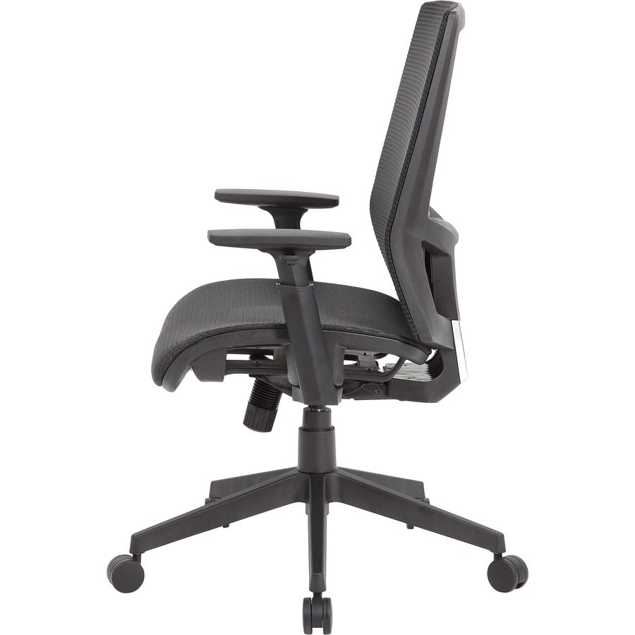 Boss Mesh Task Chair - Black Seat Color - Black Back Color - Black Frame Color - 5-star Base - Mesh - Armrest - 1 Each