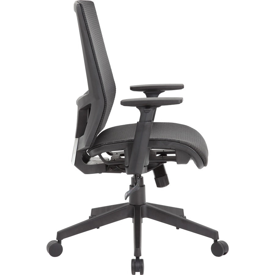 Boss Mesh Task Chair - Black Seat Color - Black Back Color - Black Frame Color - 5-star Base - Mesh - Armrest - 1 Each