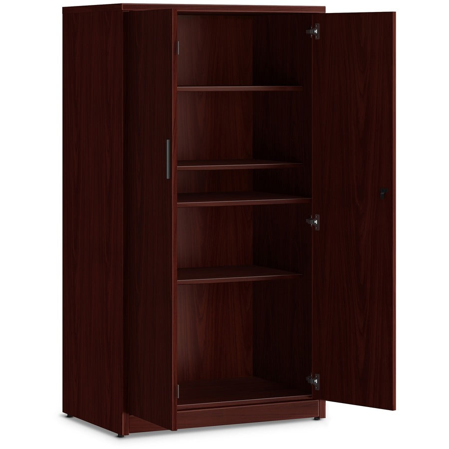 HON 10500 Series Mahogany Laminate Storage Cabinet, 66.6"H x 36"W x 24"D, 5 Shelves (3 Adjustable), Thermofused Laminate, 1 Each