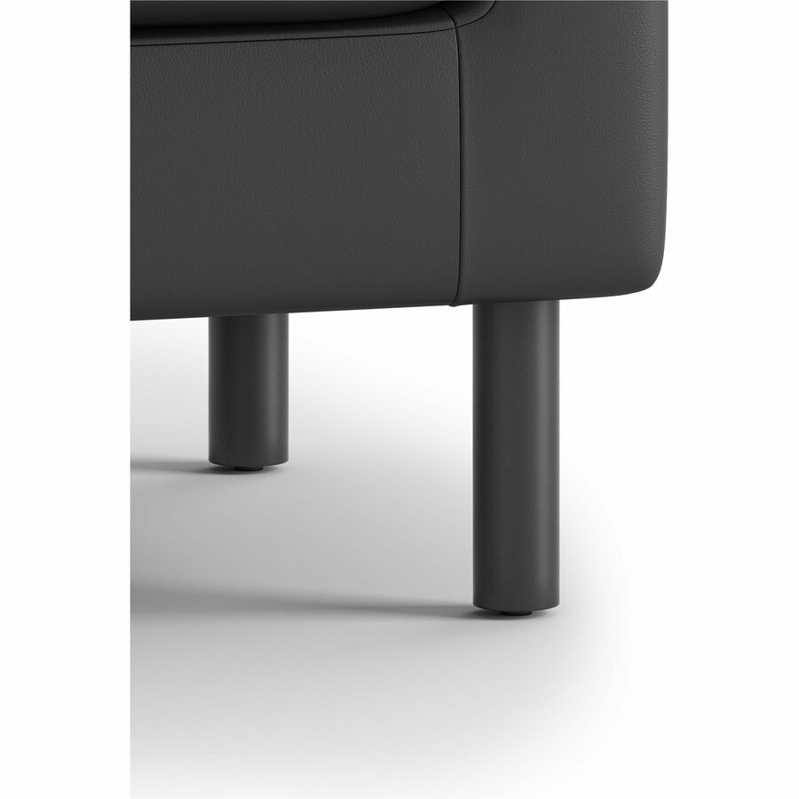 HON Parkwyn Club Chair, Black Polyurethane, 29" H x 33" W x 26.8" D, Black Metal Legs, 1 Each