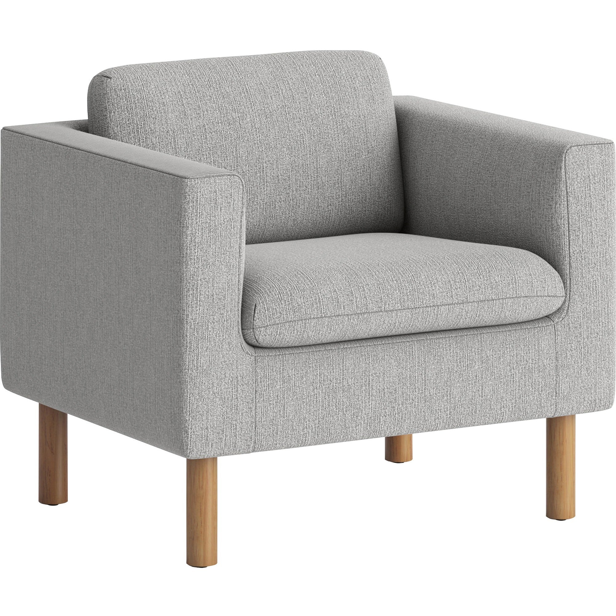 HON Parkwyn Club Chair, Gray Fabric, Medium Oak Legs, 1 Each