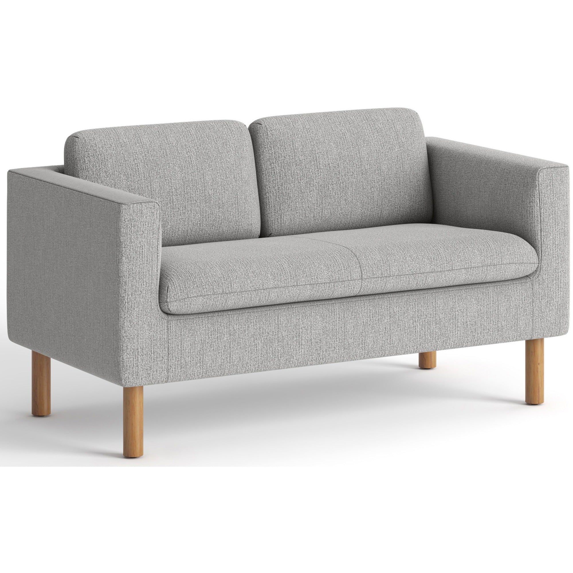 HON Parkwyn Loveseat, Gray Fabric, Medium Oak Legs, 2-Seater, 1 Each