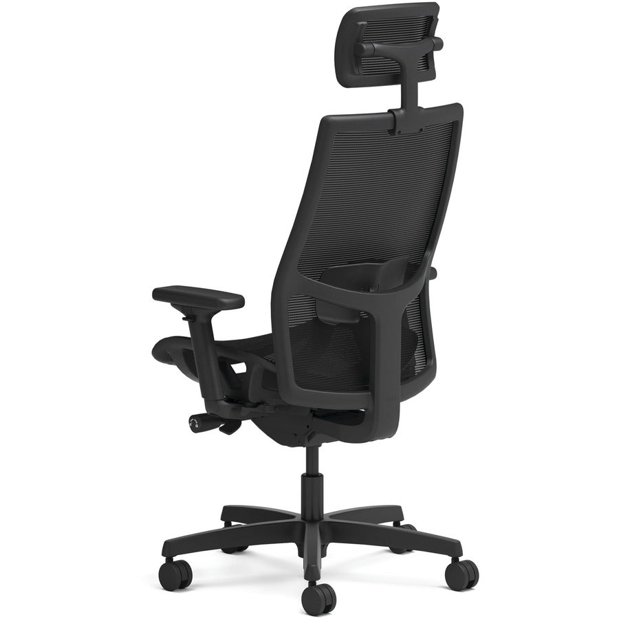 HON Ignition 2.0 Mid-back Task Chair with Headrest, Mesh Seat and Back, Adjustable Arms, Black, 1 Each