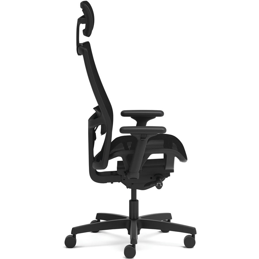 HON Ignition 2.0 Mid-back Task Chair with Headrest, Mesh Seat and Back, Adjustable Arms, Black, 1 Each