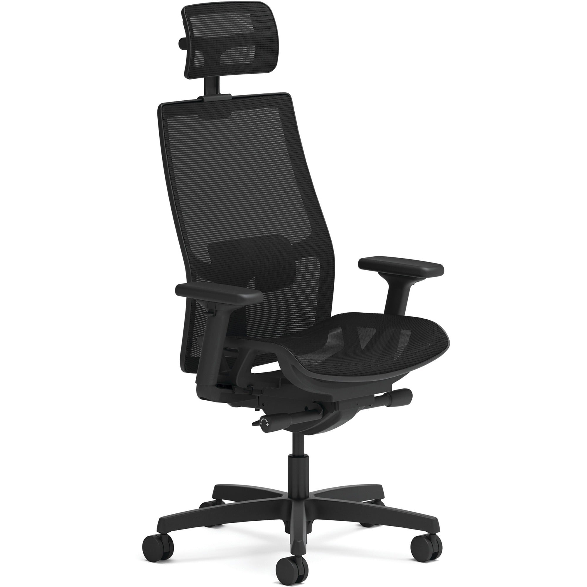 HON Ignition 2.0 Mid-back Task Chair with Headrest, Mesh Seat and Back, Adjustable Arms, Black, 1 Each