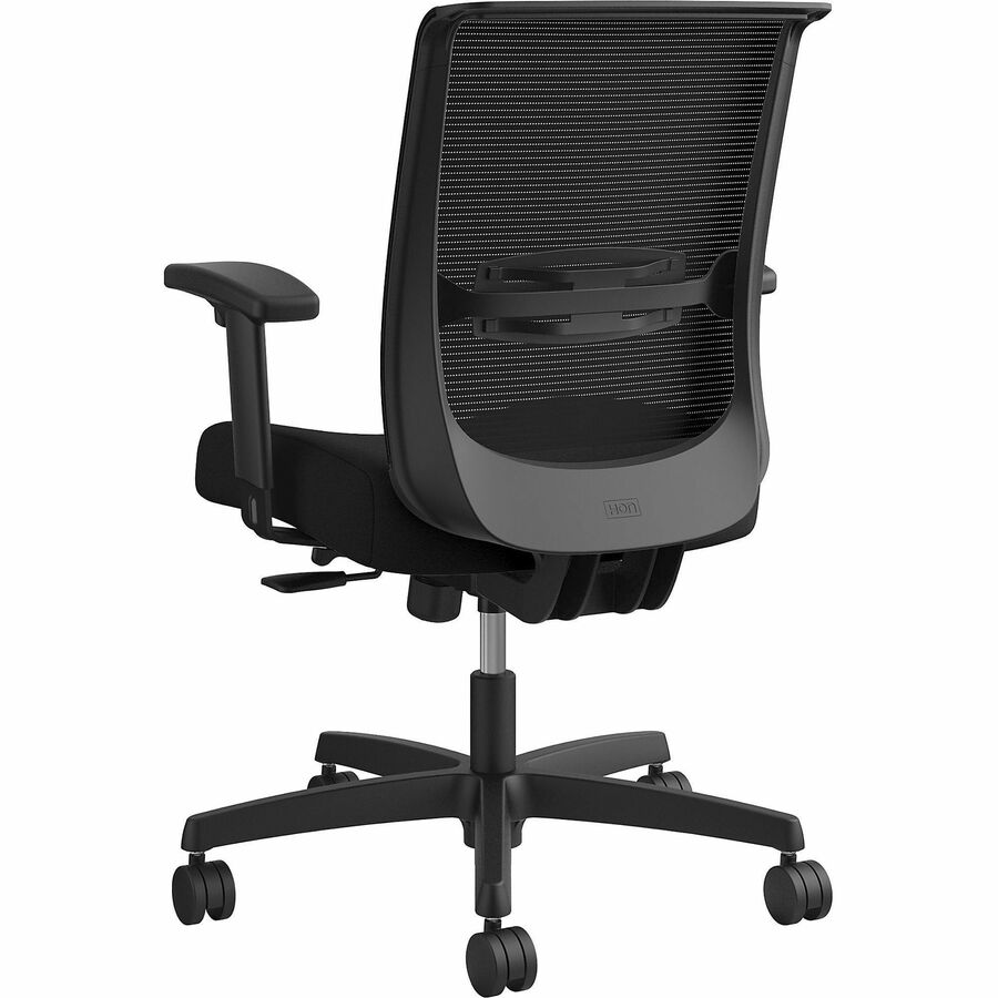 HON Convergence Synchro Tilt Task Chair, Black Fabric Seat, Black Mesh Low Back, Adjustable Arms, 5-Star Base, 1 Each