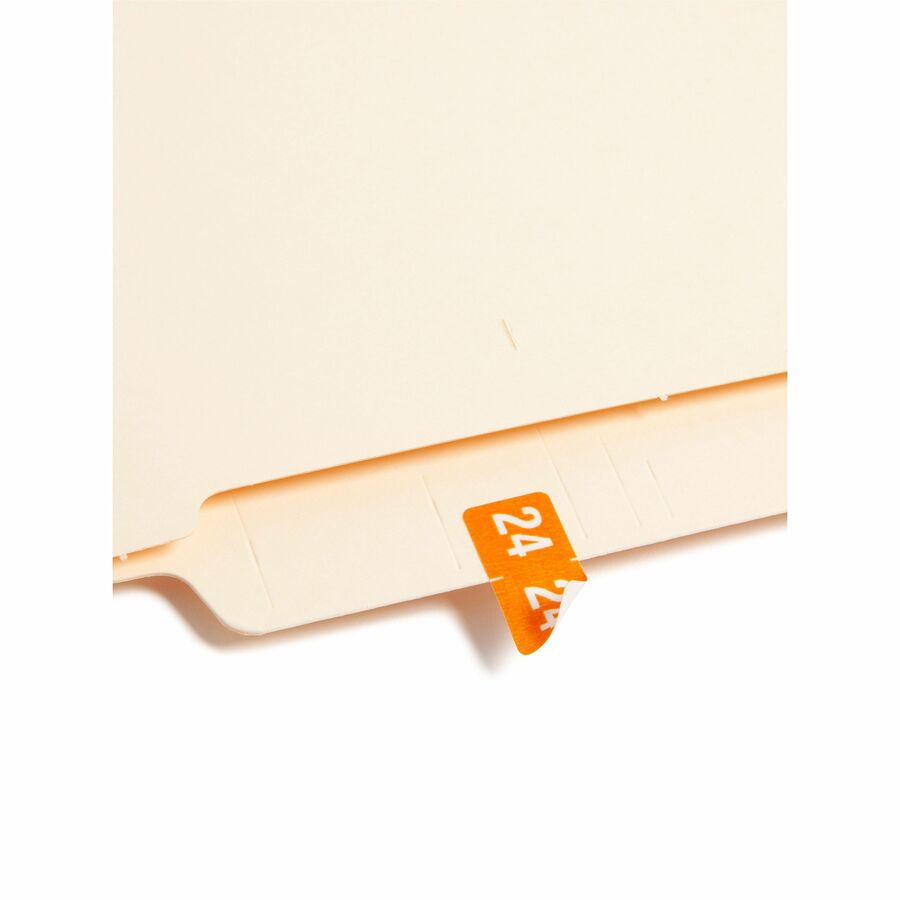 Smead ETS Color-Coded Year Labels, Orange, Laminated, Rectangle, 1/2" x 1", 10 Sheets, 250 Labels, 1 Pack