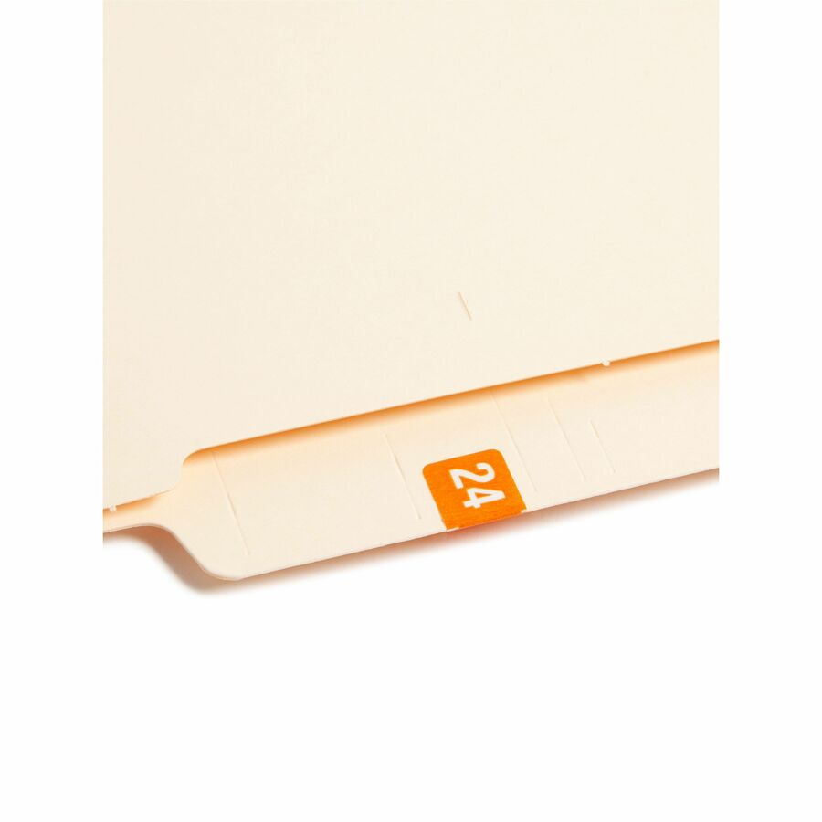 Smead ETS Color-Coded Year Labels, Orange, Laminated, Rectangle, 1/2" x 1", 10 Sheets, 250 Labels, 1 Pack