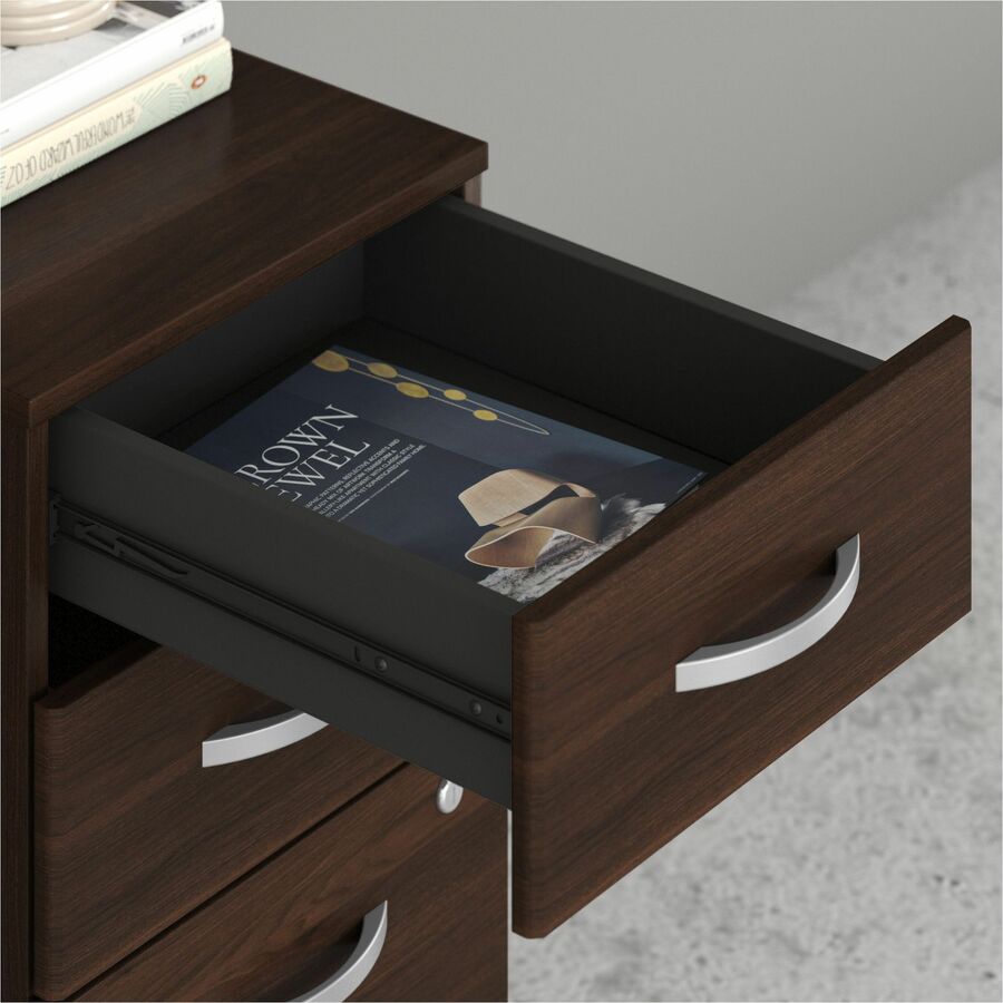 Bush Business Furniture Studio C Front U Station, U-Shaped Desk, Black Walnut, Thermofused Laminate, 3 Drawers, 4 Doors, 1 Each
