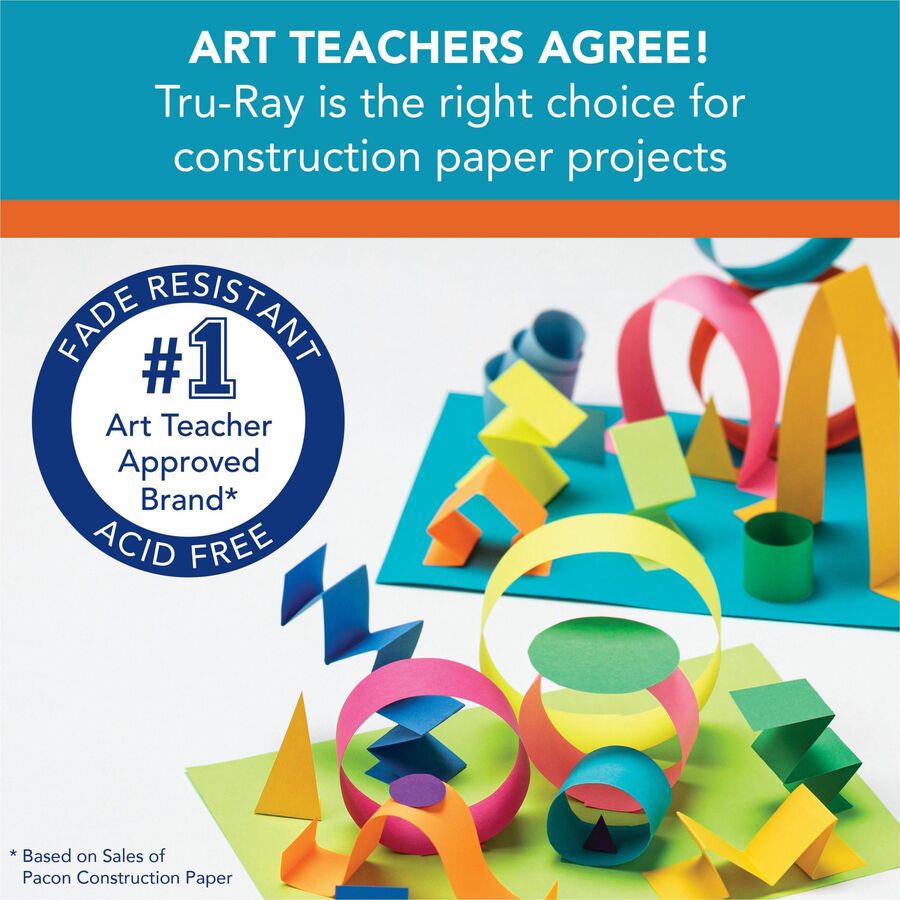 Tru-Ray Construction Paper, 12" x 18", Black & White, Sulphite Fiber, Heavyweight, Acid-Free, Fade Resistant, 72 Pack