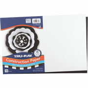 Tru-Ray Construction Paper, 12" x 18", Black & White, Sulphite Fiber, Heavyweight, Acid-Free, Fade Resistant, 72 Pack
