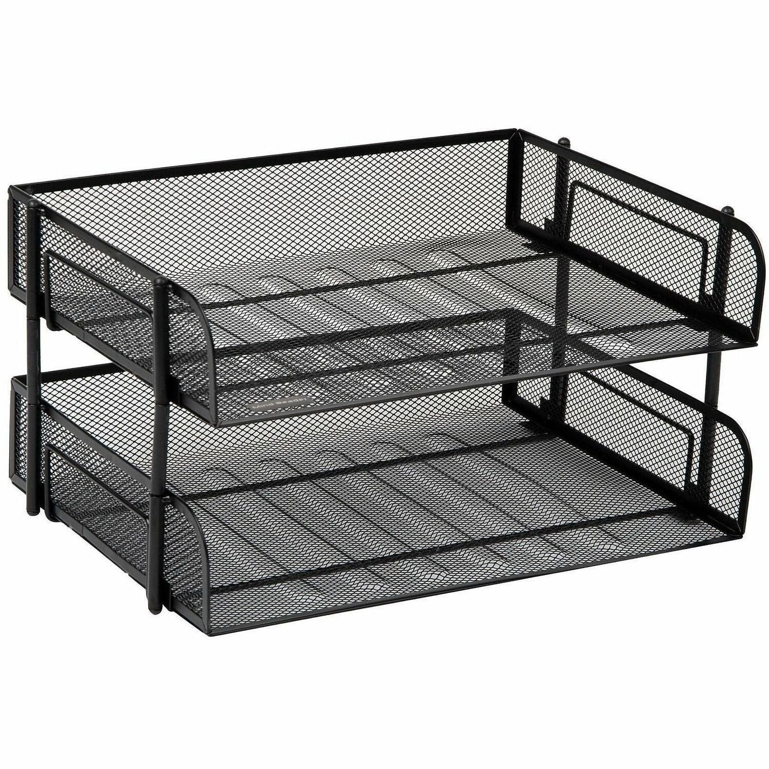 Mind Reader Tiered Stackable Paper Trays, 2 Tiers, Vertical, 7.25" H x 10" W x 13.50" D, Steel Mesh, Black, 1 Each