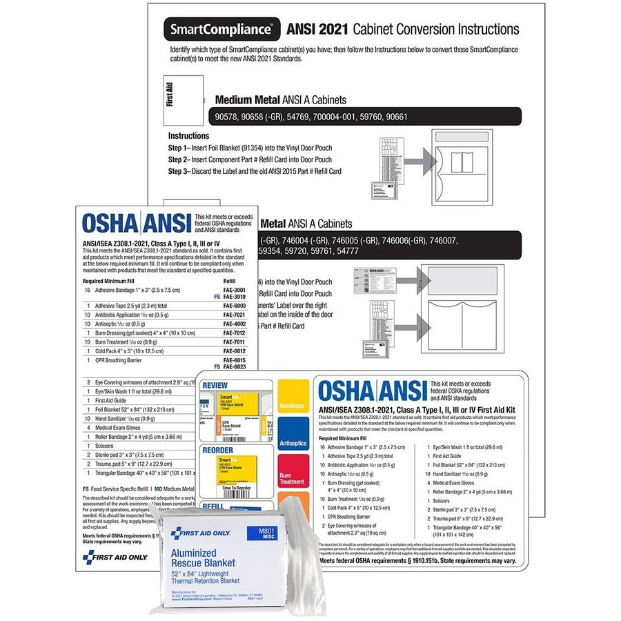 First Aid Only SmartCompliance 2021 Conversion Kit, Clear, 1 Each