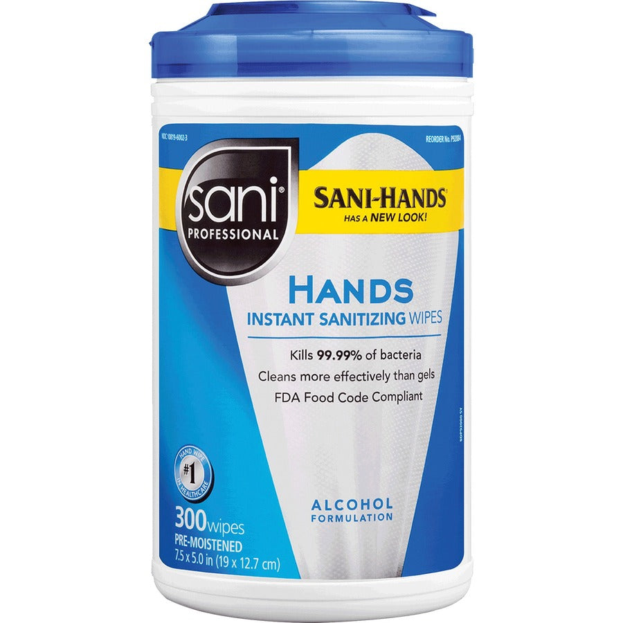 PDI Hands Instant Sanitizing Wipes - WhiteTub - 300/Tub - 6 / Carton