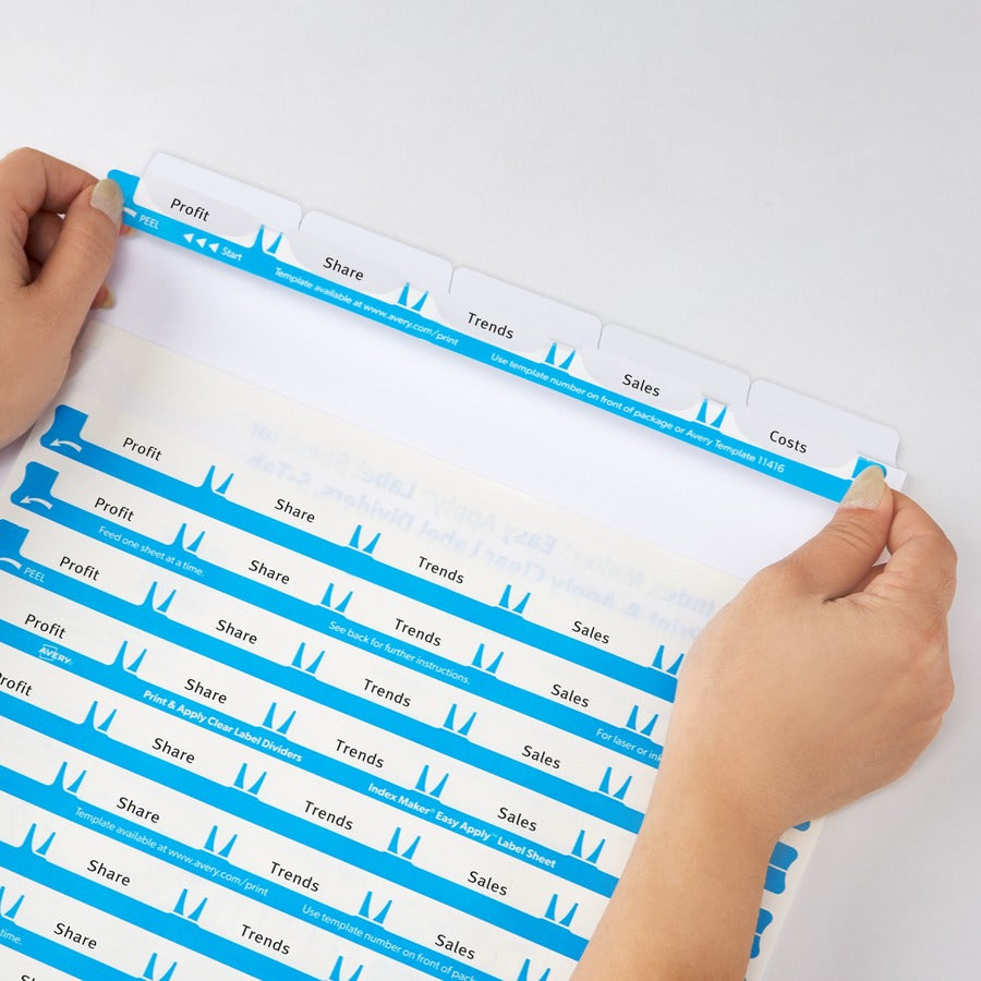 Avery&reg; 5 Tab Easy Print & Apply Clear Label Sheet Refills (11225)