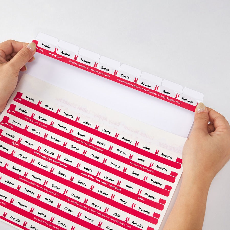 Avery&reg; 8 Tab Easy Print & Apply Clear Label Sheet Refills (11226)