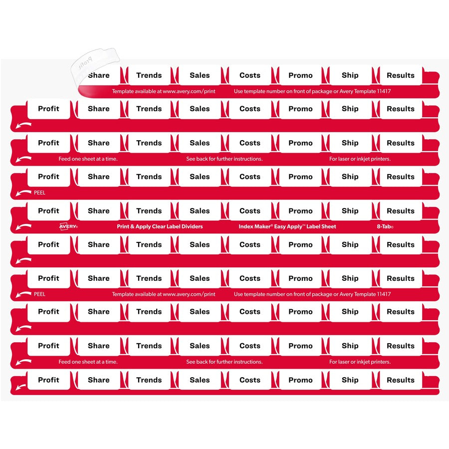 Avery&reg; 8 Tab Easy Print & Apply Clear Label Sheet Refills (11226)