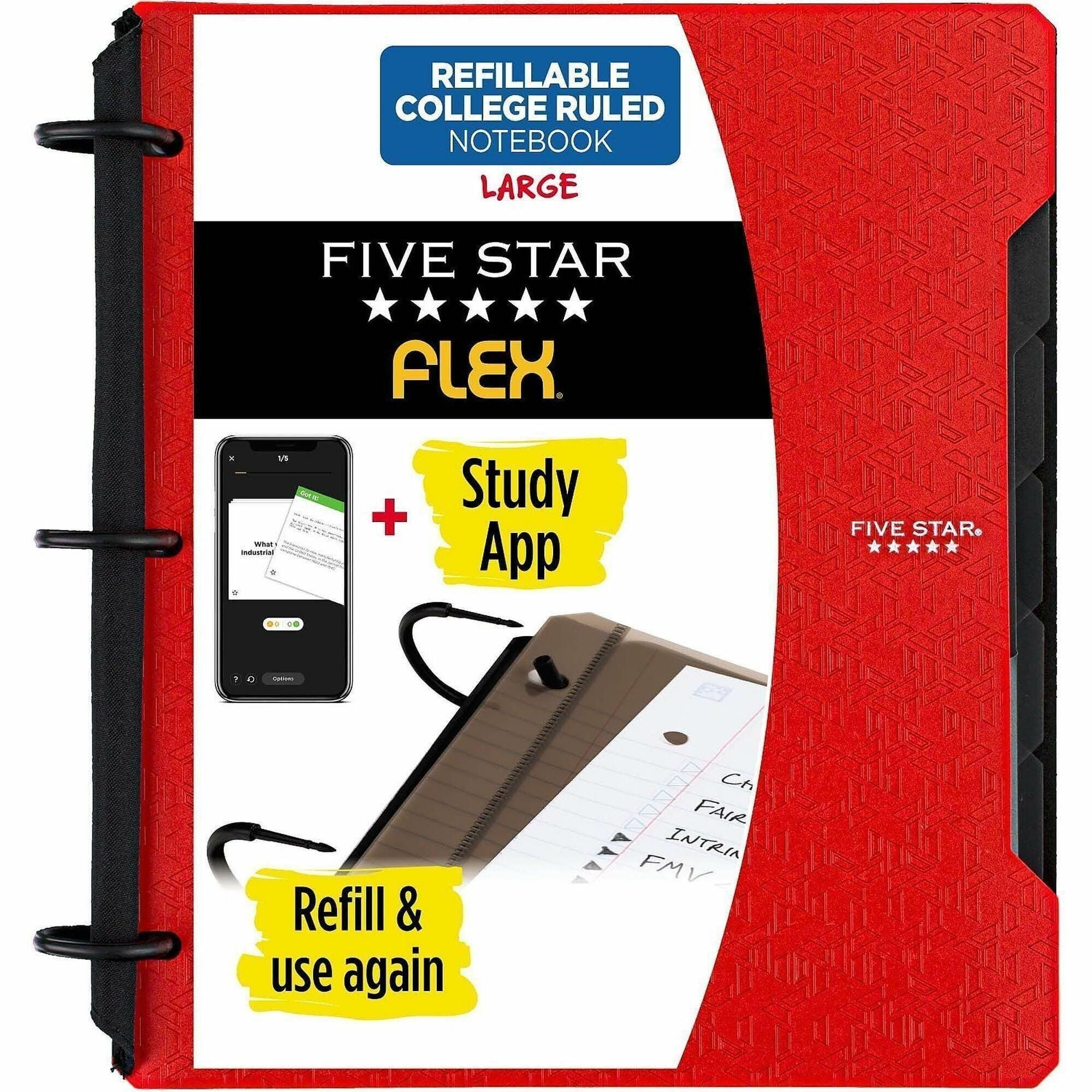 1" Binder Capacity - 200 Sheet Capacity - Pocket(s): 2 - 5 Divider(s) - Plastic - Multi-colored - TechLock Ring, Durable, Foldable - 1 Each
