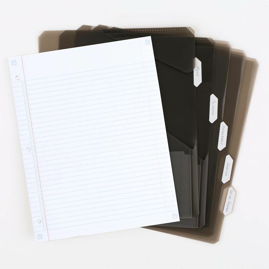 1" Binder Capacity - 200 Sheet Capacity - Pocket(s): 2 - 5 Divider(s) - Plastic - Multi-colored - TechLock Ring, Durable, Foldable - 1 Each
