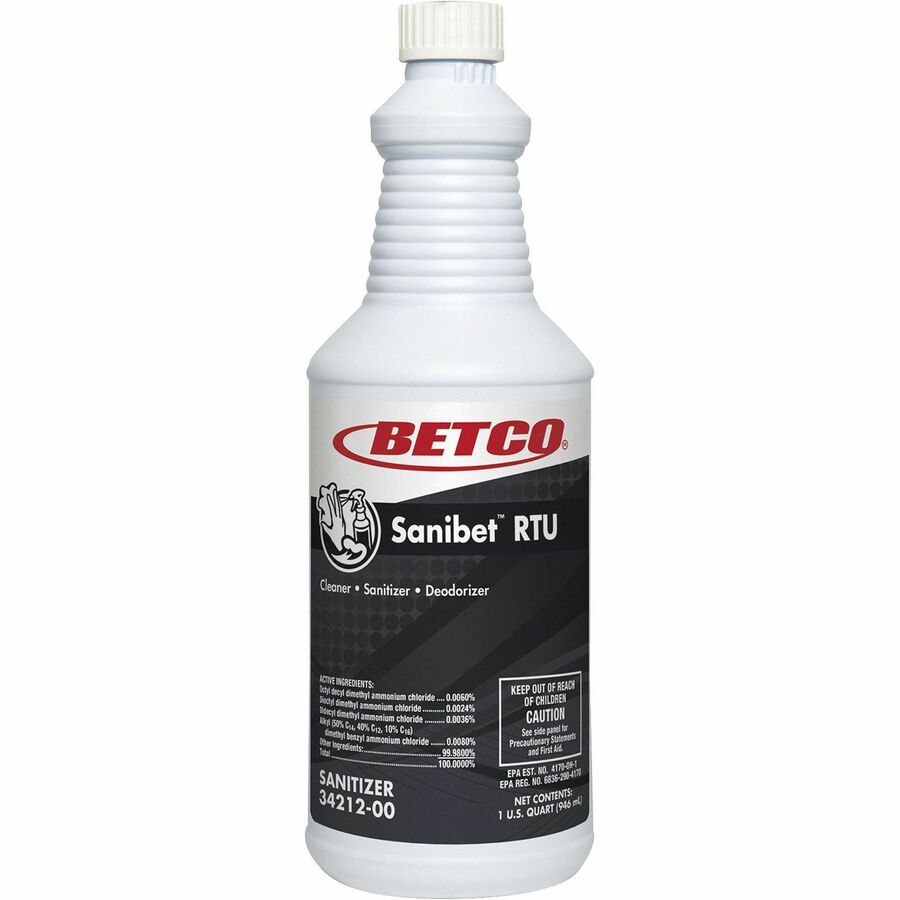 Betco Sanibet RTU Cleaner - Ready-To-Use Spray - 32 fl oz (1 quart) - 12 / Carton - Yellow