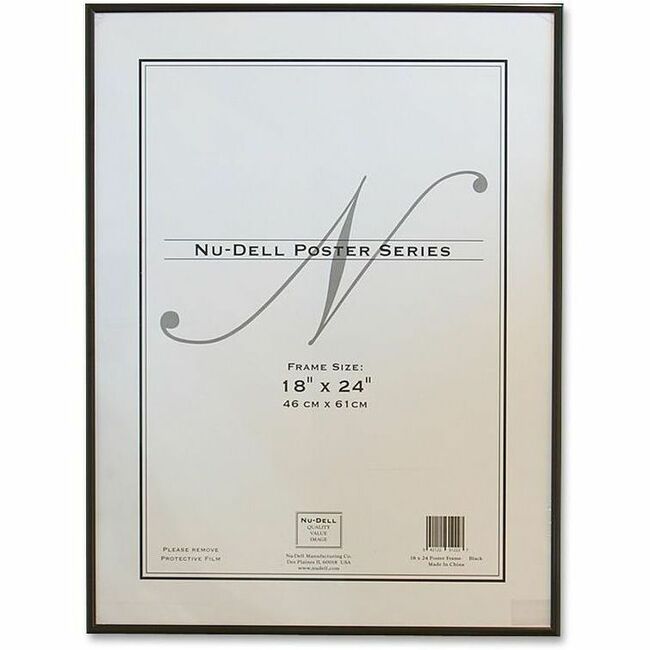 nudell Metal Poster Frames - 18" x 24" Frame Size - Wall Mountable - Landscape, Portrait - High Gloss - Durable, Unbreakable, Clip Holder, Shatter Proof, Round Edge - Metal, Anodized Aluminum, Plastic, Brushed Aluminum - Black - 1 Each