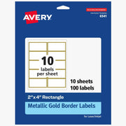 Avery&reg; Labels with Metallic Gold Borders, 2" x 4" , 100 (6541)