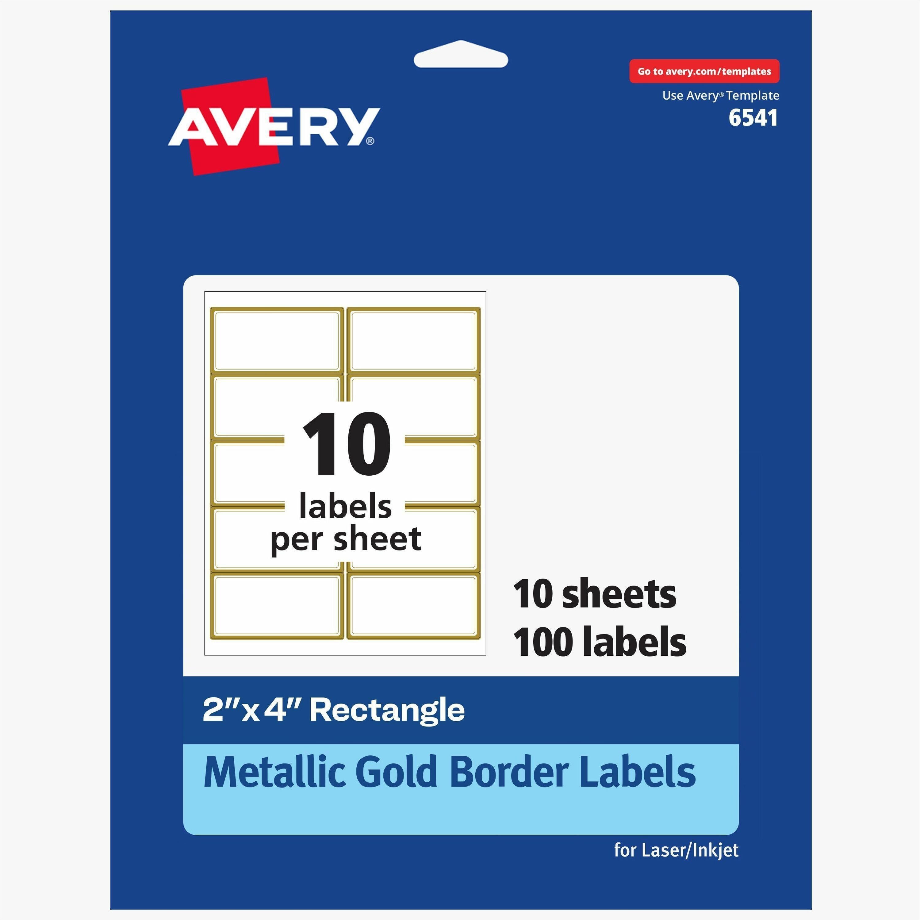 Avery&reg; Labels with Metallic Gold Borders, 2" x 4" , 100 (6541)