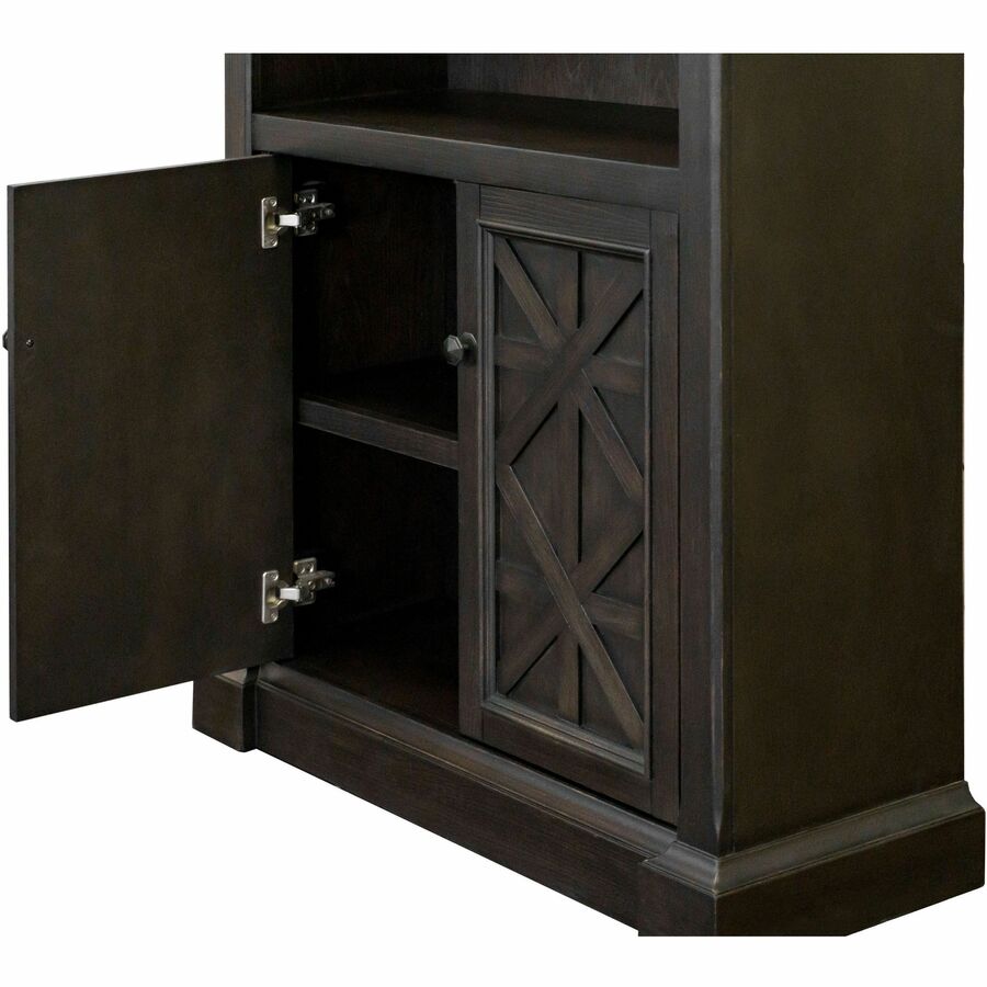 Martin Kingston Office Desking Unit - 78" Height x 36" Width x 14" Depth - 5 Shelve(s) - 4 Adjustable Shelf(ves) - Material: Wood - Finish: Dark Chocolate, Rub Through - 1 Each