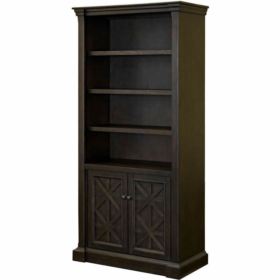 Martin Kingston Office Desking Unit - 78" Height x 36" Width x 14" Depth - 5 Shelve(s) - 4 Adjustable Shelf(ves) - Material: Wood - Finish: Dark Chocolate, Rub Through - 1 Each
