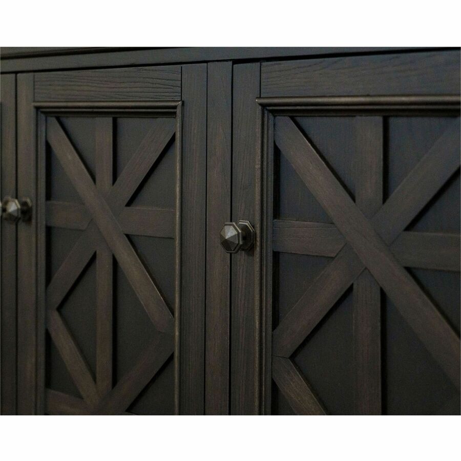 Martin Kingston Office Desking Unit - 32" Height x 67" Width x 18" Depth - 4 Door(s) - 3 Adjustable Shelf(ves) - Material: Wood - Finish: Dark Chocolate, Rub Through - 1 Each