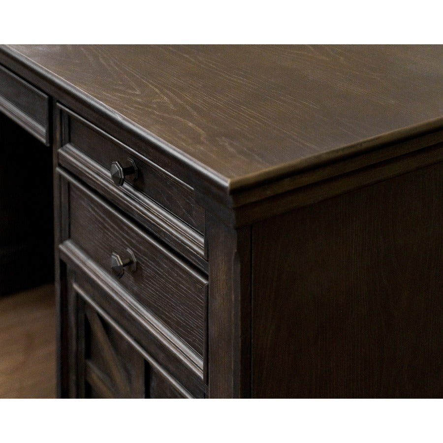 Martin Kingston Office Desking Unit - 30" Height x 66" Width x 22" Depth - Total Drawer(s): 7 - Material: Wood - Finish: Dark Chocolate, Rub Through - 1 Each