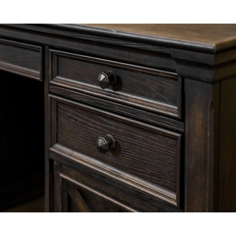 Martin Kingston Office Desking Unit - 30" Height x 66" Width x 22" Depth - Total Drawer(s): 7 - Material: Wood - Finish: Dark Chocolate, Rub Through - 1 Each