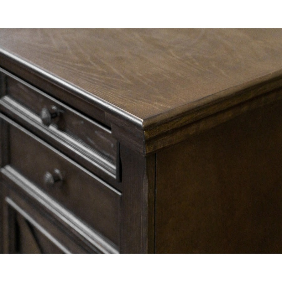 Martin Kingston Office Desking Unit - 30" Height x 66" Width x 30" Depth - Total Drawer(s): 5 - Double Pedestal - Material: Wood - Finish: Dark Chocolate, Rub Through - 1 Each